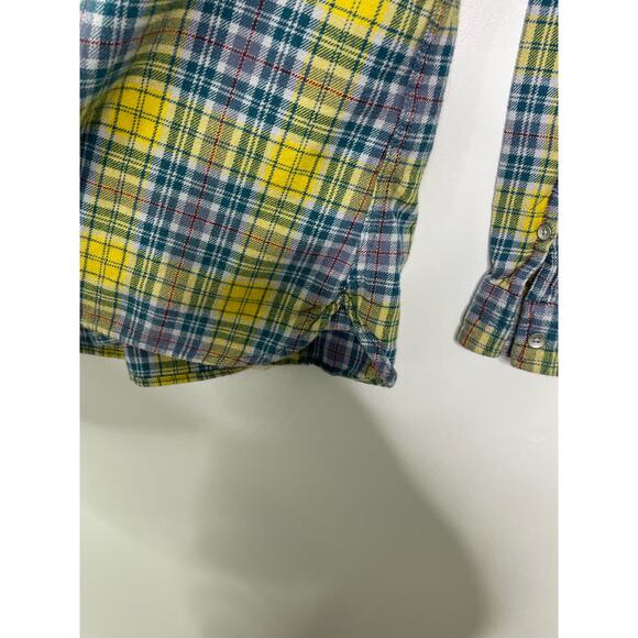 Woolrich Flannel Shirt Button Down Long Sleeve Collared Cotton Yellow Medium - Picture 7 of 11